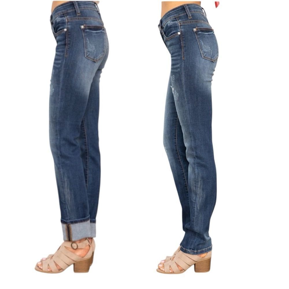 ✅SOLD✅Judy Blue Joshua Dark wash Straight Leg Cuffed Jean Size 9/29 - Picture 4 of 8